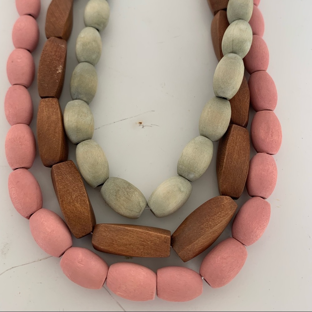 Layered wooden bead necklace